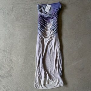 ZARA Asymmetrical Printed Tulle Dress Small NWT